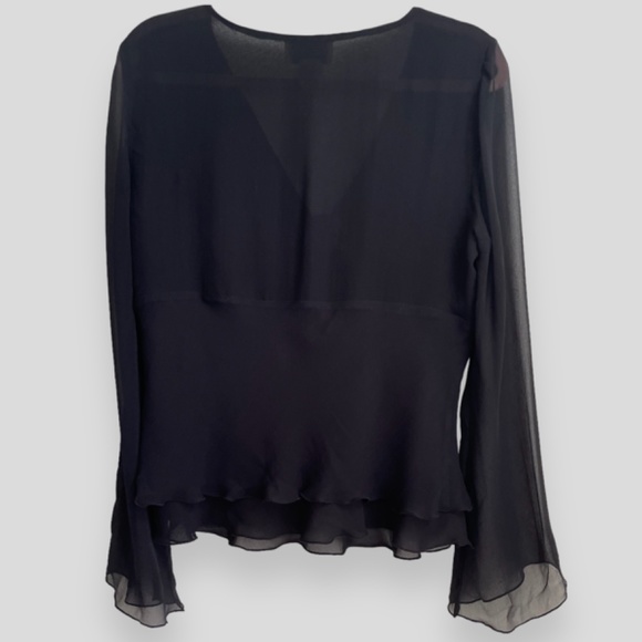 Vintage Whimsygoth Black Rosette Sheer Long Sleeve Top Size 12 - Picture 3 of 7